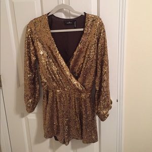 Gold sequin romper